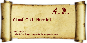 Almási Mendel névjegykártya